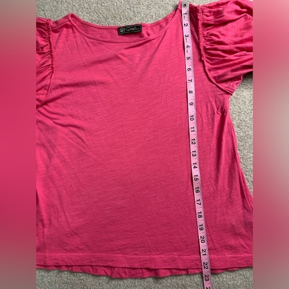 🎄🎄DG2 Diane Gilman Boho Flutter Sleeve Top Pink Women Small - Picture 6 of 7